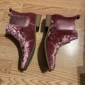 TOMS Pink Velvet Booties
